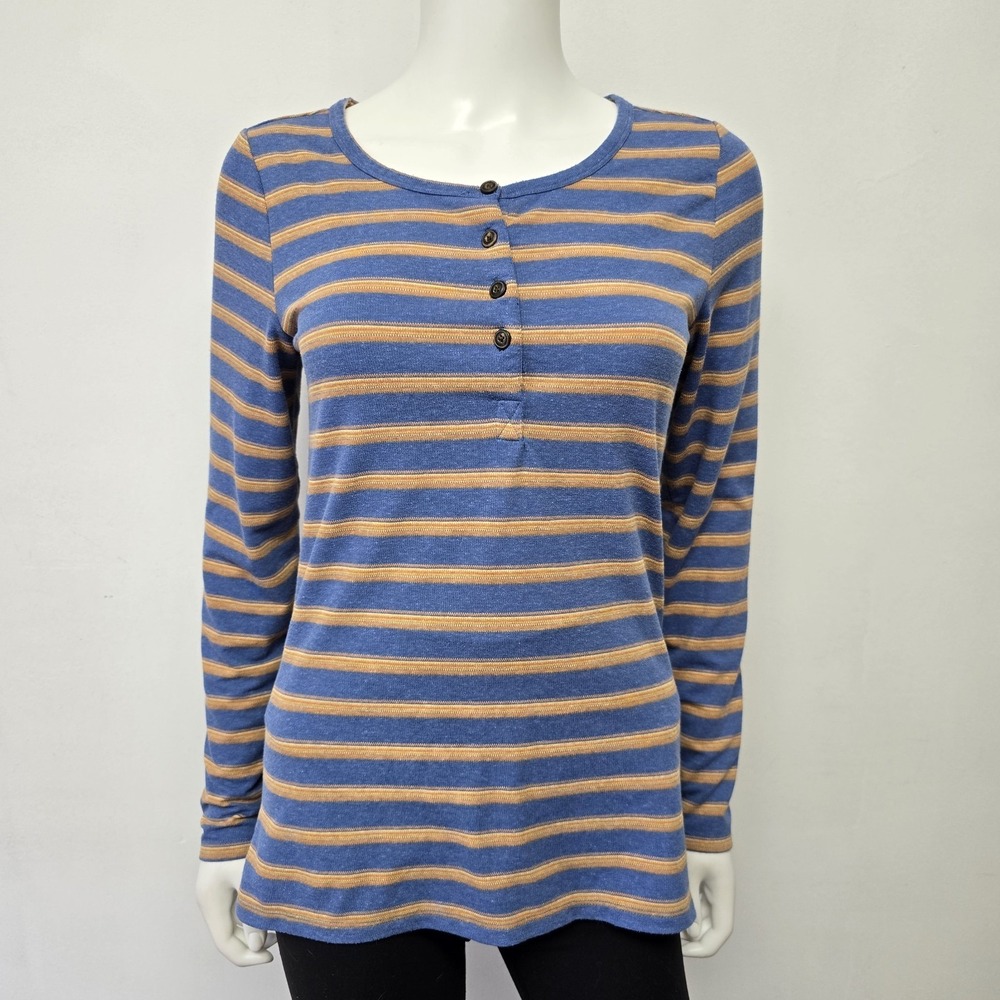 Toad & Co Piru Shirt Top Womens Size S Henley Stripe Long Sleeve Stretch Womens